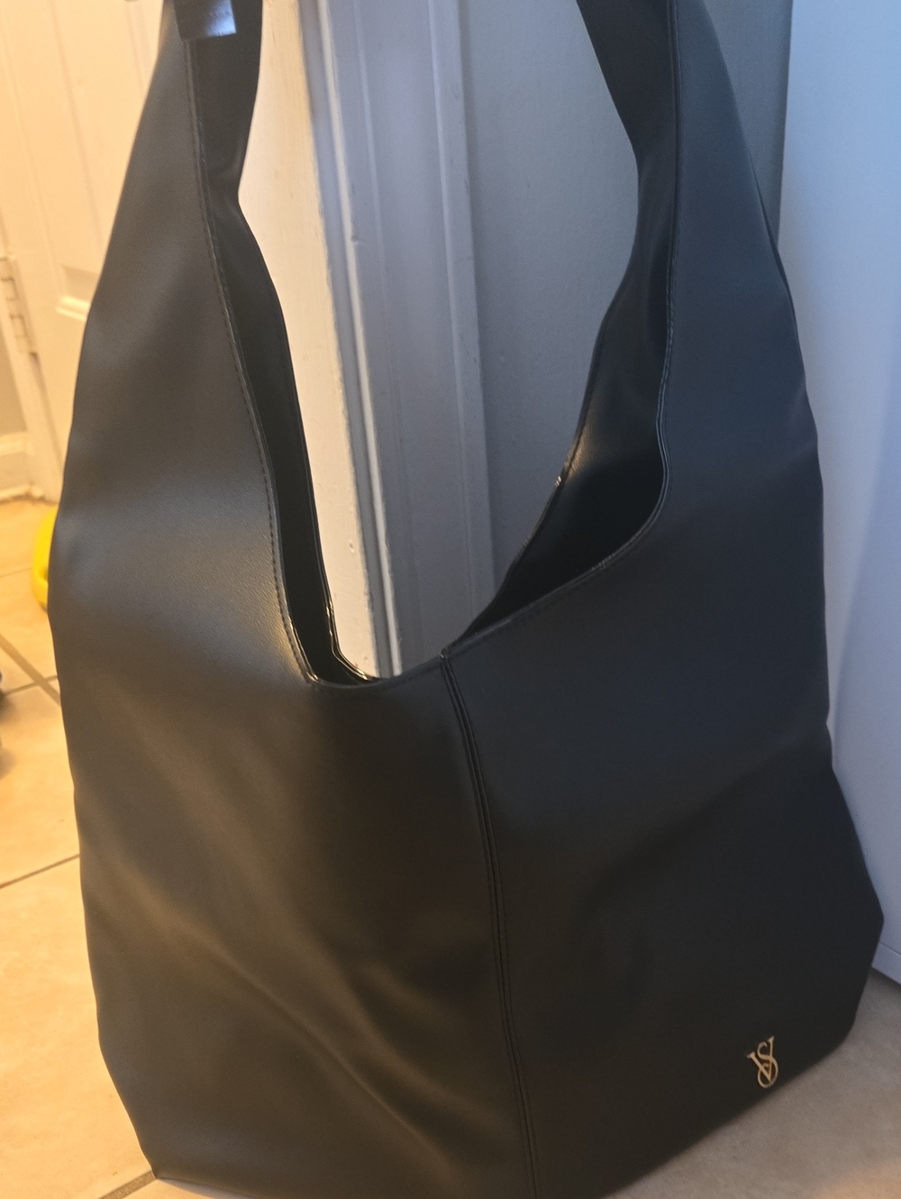 Victoria's Secret Black Faux-Leather Shoulder Hobo Bag